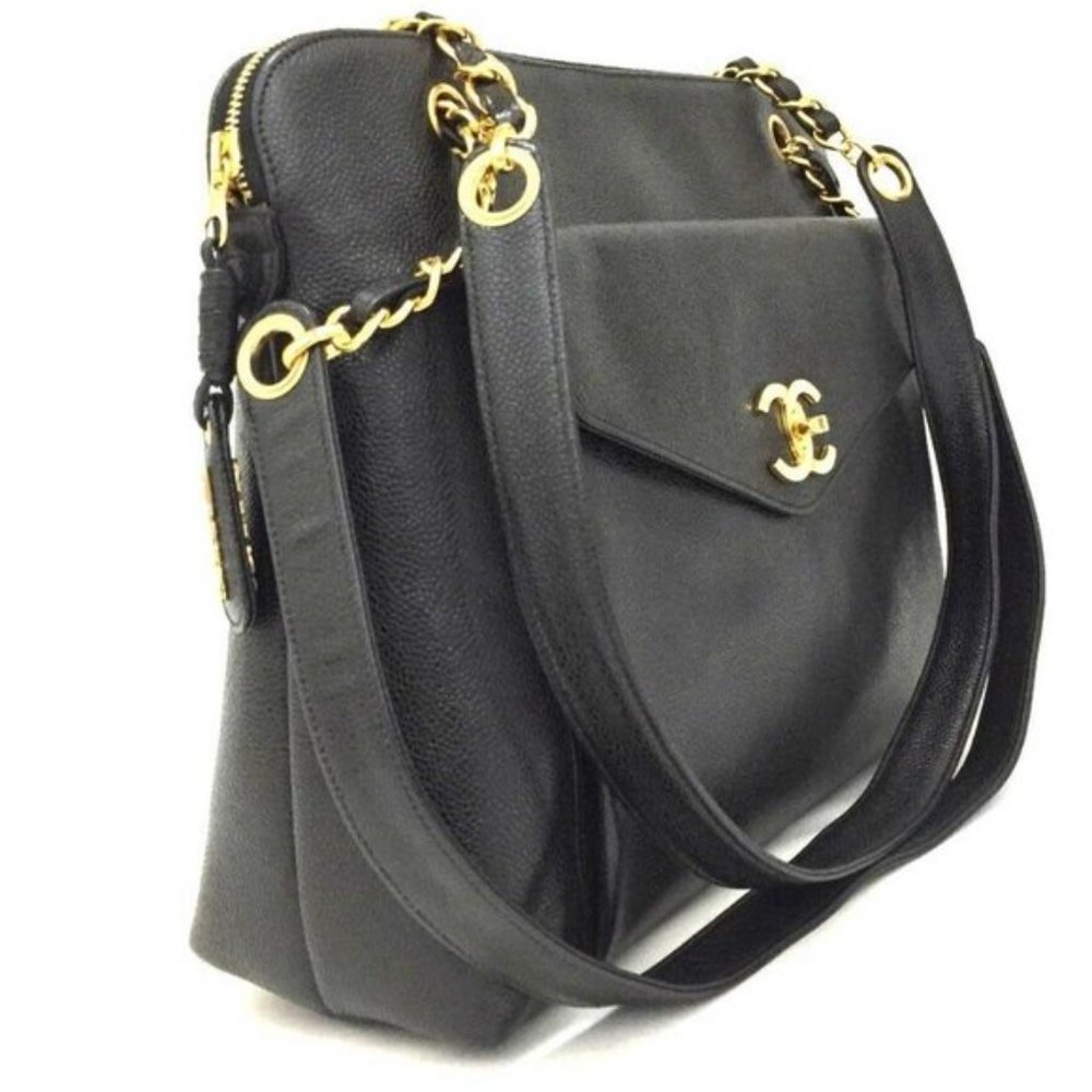 💯 Auth CHANEL CC VintageCaviar Skin Chain ToteBag - Picture 4 of 9